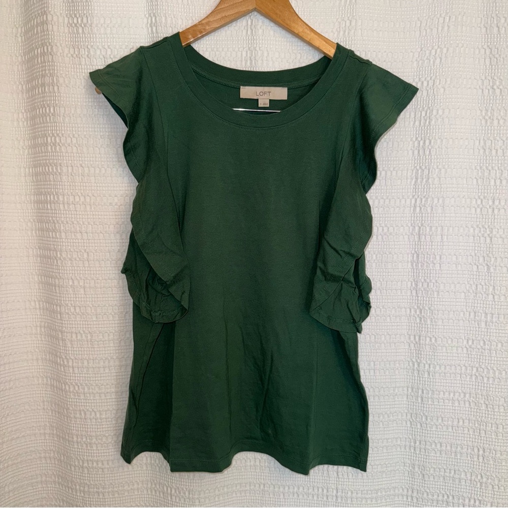 Loft green flutter sleeve top